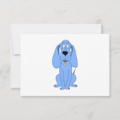 Blauwe hond. Hond. RSVP Kaartje (Achterkant)