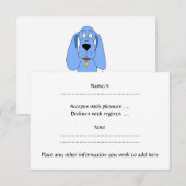 Blauwe hond. Hond. RSVP Kaartje (Voorkant / Achterkant)