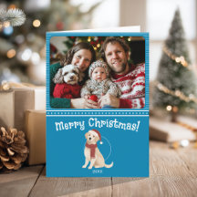Blauwe Hond Illustratie Familie Foto Vrolijk Kerst