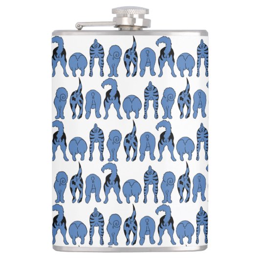 Blauwe Hond Konten Patroon Heupfles (Voorkant)