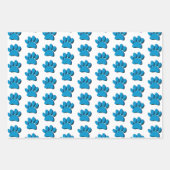 Blauwe Hond Paw 3D Art Patroon Inpakpapier Vel (Voorkant 3)