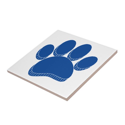 Blauwe Hond Pawprint Hand getrokken Custom Tegeltje (Zijkant)