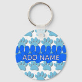 Blauwe Hond Pootafdruk Aangepaste Gepersonaliseerd Sleutelhanger (Voorkant)