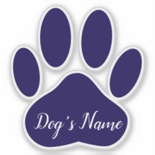 Blauwe Hond Pootafdruk Met Aangepaste Naam Geperso Sticker