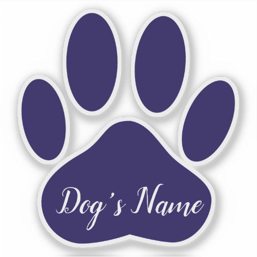 Blauwe Hond Pootafdruk Met Aangepaste Naam Geperso Sticker (Voorkant)