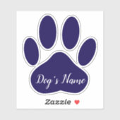 Blauwe Hond Pootafdruk Met Aangepaste Naam Geperso Sticker (Vel)
