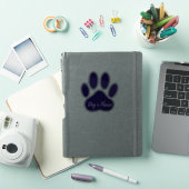 Blauwe Hond Pootafdruk Met Aangepaste Naam Geperso Sticker (iPad Cover)