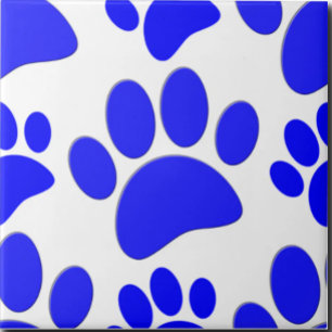 Blauwe Hond Pootafdruk Mooie Puppy Keramische Tege Tegeltje