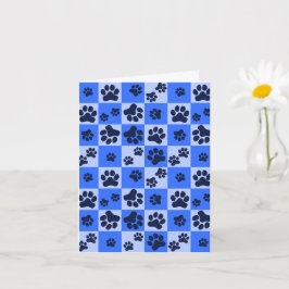 Blauwe Hond Pootafdruk Schachbrett Kaart