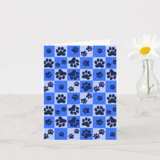 Blauwe Hond Pootafdruk Schachbrett Kaart