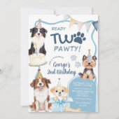 Blauwe Hond Ready Two Pawty Verjaardag Kaart (Voorkant)