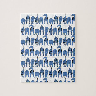 Blauwe Hond Staartjes Patroon Legpuzzel