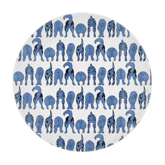 Blauwe Hond Staartjes Patroon Snijplank (Voorkant)