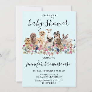 Blauwe Honden Huisdier Familie viering Baby Shower Kaart