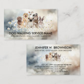 Blauwe  Honden in Daisies Waterverf Achtergrond Visitekaartje (Voorkant / Achterkant)