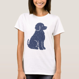 Blauwe Honden Silhouet Minimaal Kunst T-shirt