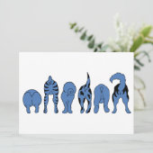 Blauwe hondenpeuken feestdagenkaart (Staand voorkant)