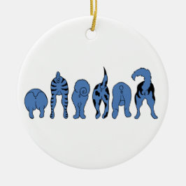 Blauwe hondenpeuken keramisch ornament