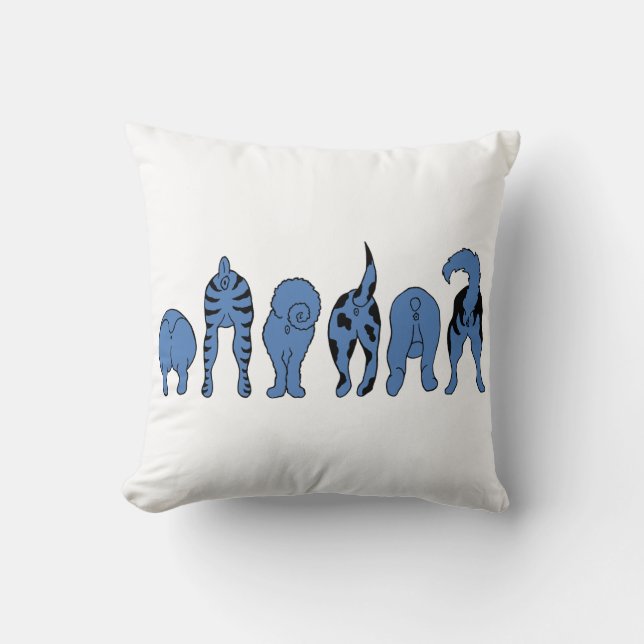 Blauwe hondenpeuken kussen (Voorkant)