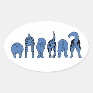 Blauwe hondenpeuken ovale sticker