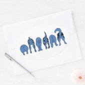 Blauwe hondenpeuken ovale sticker (Envelop)
