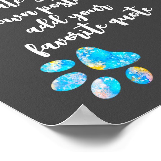 blauwe hondpuitafdruk op grijs voeg tekst toe creë poster (Hoek)