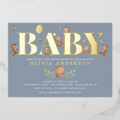 Blauwe Honing Beer Baby Shower Uitnodiging (Voorkant)