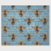  blauwe honingbijen cadeaupapier (Vlak)