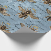  blauwe honingbijen cadeaupapier (Hoek)