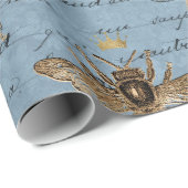  blauwe honingbijen cadeaupapier (Rol Hoek)