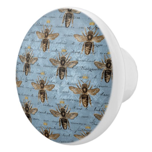 blauwe honingbijen keramische knop (Rechts)