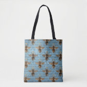 blauwe honingbijen tote bag (Voorkant)