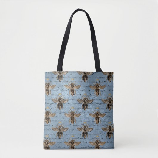 blauwe honingbijen tote bag (Voorkant)