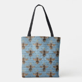 blauwe honingbijen tote bag (Achterkant)
