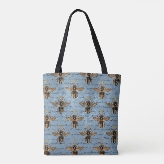  blauwe honingbijen tote bag (Achterkant)