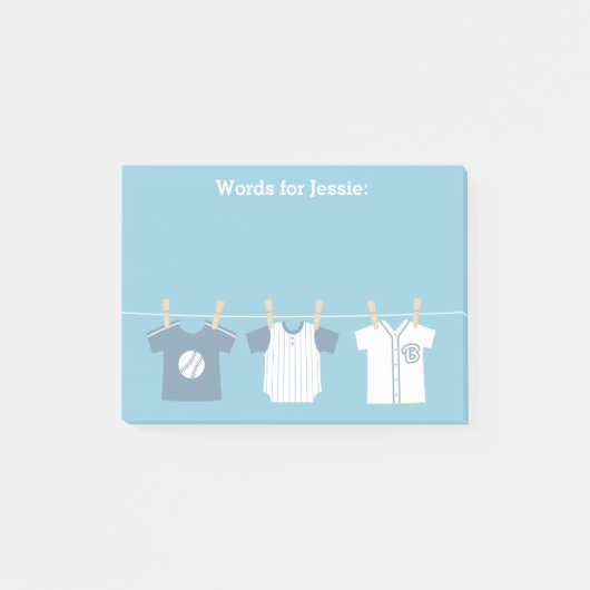 Blauwe honkbal baby jongen en aanstaande moeder post-it® notes (Voorkant)
