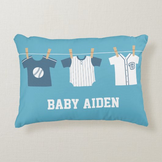 Blauwe honkbal baby jongens nursery decoratie kuss decoratief kussen (Voorkant)