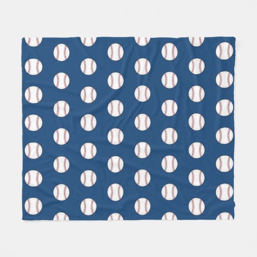 Blauwe honkbal fleece deken (Voorkant (Horizontaal))
