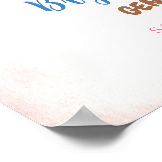 Blauwe honkballen en roze bogen onthullen welkom poster (Hoek)