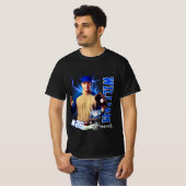 Blauwe honkbalspeler Een foto met naam T-shirt (Voorkant volledig)