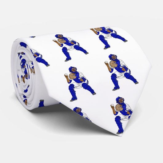 Blauwe honkbalvanger stropdas (Opgerold)