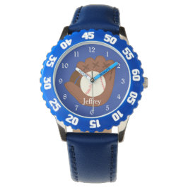 Blauwe honkhbalhandschoen kinderen horloge