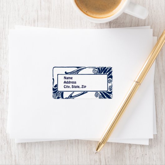 Blauwe hoofdletter etiket (Insitu)