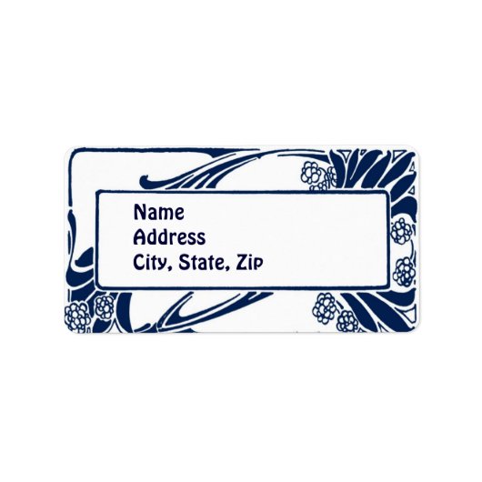 Blauwe hoofdletter etiket (Voorkant)