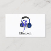 Blauwe hoofdset die een klassieke tas afspeelt visitekaartje (Voorkant)