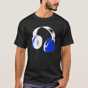 Blauwe hoofdtelefoon t-shirt