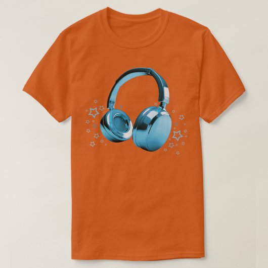 Blauwe hoofdtelefoon t-shirt (Design voorkant)