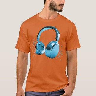 Blauwe hoofdtelefoon t-shirt