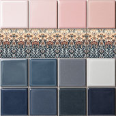 Blauwe horizon bloemen tegeltje