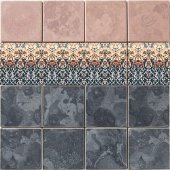 Blauwe horizon bloemen tegeltje